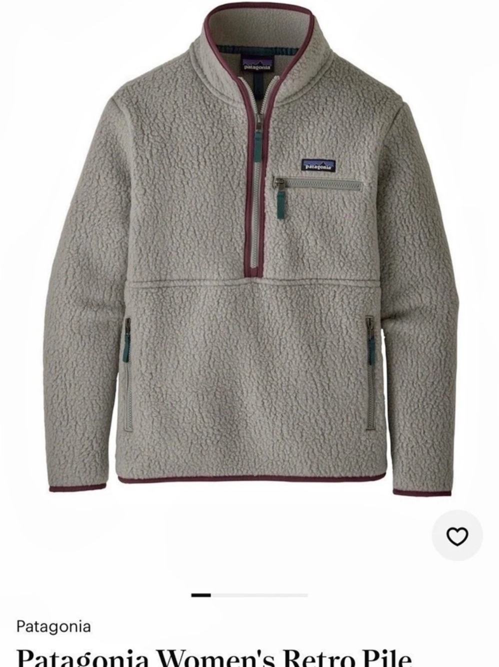 Patagonia Women'Small Retro Pile Marsupial Fleece Gray & Purple Small